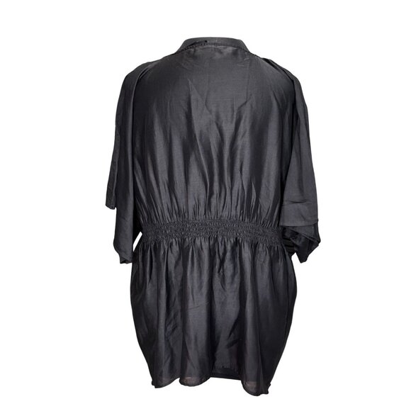 H&M Womens Black Embroidered V-Neck Tunic Size 16 Polyester - Picture 3 of 12